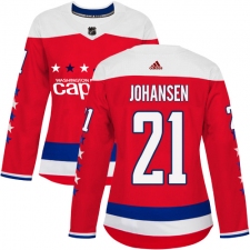 Women's Adidas Washington Capitals #21 Lucas Johansen Authentic Red Alternate NHL Jersey