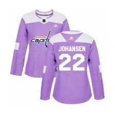 Women's Washington Capitals #22 Lucas Johansen Authentic Purple Fights Cancer Practice Hockey Jersey