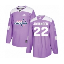 Youth Washington Capitals #22 Lucas Johansen Authentic Purple Fights Cancer Practice Hockey Jersey