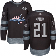 Men's Adidas Washington Capitals #21 Dennis Maruk Authentic Black 1917-2017 100th Anniversary NHL Jersey