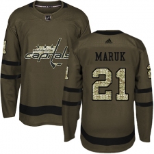Men's Adidas Washington Capitals #21 Dennis Maruk Authentic Green Salute to Service NHL Jersey
