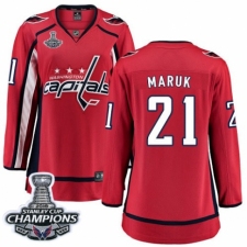 Women's Washington Capitals #21 Dennis Maruk Fanatics Branded Red Home Breakaway 2018 Stanley Cup Final Champions NHL Jersey