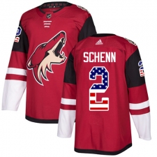 Men's Adidas Arizona Coyotes #2 Luke Schenn Authentic Red USA Flag Fashion NHL Jersey