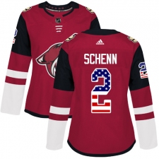 Women's Adidas Arizona Coyotes #2 Luke Schenn Authentic Red USA Flag Fashion NHL Jersey
