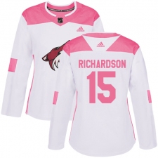 Women's Adidas Arizona Coyotes #15 Brad Richardson Authentic White/Pink Fashion NHL Jersey