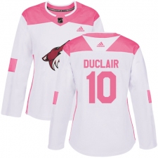Women's Adidas Arizona Coyotes #10 Anthony Duclair Authentic White/Pink Fashion NHL Jersey
