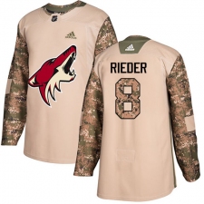 Men's Adidas Arizona Coyotes #8 Tobias Rieder Authentic Camo Veterans Day Practice NHL Jersey