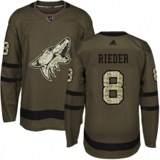 Men's Adidas Arizona Coyotes #8 Tobias Rieder Authentic Green Salute to Service NHL Jersey