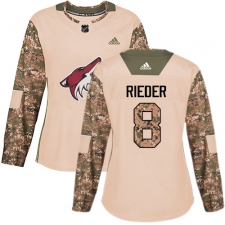 Women's Adidas Arizona Coyotes #8 Tobias Rieder Authentic Camo Veterans Day Practice NHL Jersey