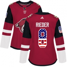 Women's Adidas Arizona Coyotes #8 Tobias Rieder Authentic Red USA Flag Fashion NHL Jersey
