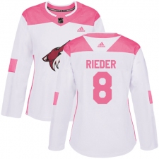 Women's Adidas Arizona Coyotes #8 Tobias Rieder Authentic White/Pink Fashion NHL Jersey