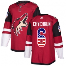 Men's Adidas Arizona Coyotes #6 Jakob Chychrun Authentic Red USA Flag Fashion NHL Jersey