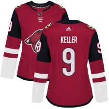 Women's Adidas Arizona Coyotes #9 Clayton Keller Premier Burgundy Red Home NHL Jersey