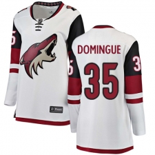 Women's Arizona Coyotes #35 Louis Domingue Authentic White Away Fanatics Branded Breakaway NHL Jersey
