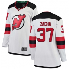 Women's New Jersey Devils #37 Pavel Zacha Fanatics Branded White Away Breakaway NHL Jersey