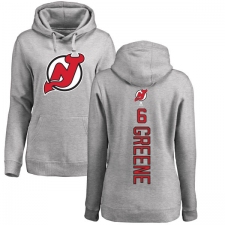 NHL Women's Adidas New Jersey Devils #6 Andy Greene Ash Backer Pullover Hoodie