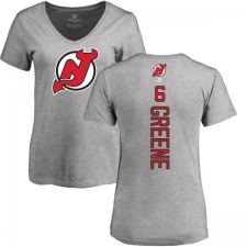 NHL Women's Adidas New Jersey Devils #6 Andy Greene Ash Backer T-Shirt