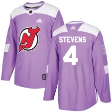 Men's Adidas New Jersey Devils #4 Scott Stevens Authentic Purple Fights Cancer Practice NHL Jersey