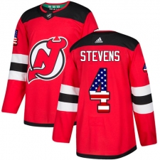 Youth Adidas New Jersey Devils #4 Scott Stevens Authentic Red USA Flag Fashion NHL Jersey