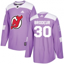 Men's Adidas New Jersey Devils #30 Martin Brodeur Authentic Purple Fights Cancer Practice NHL Jersey
