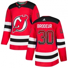 Men's Adidas New Jersey Devils #30 Martin Brodeur Authentic Red Drift Fashion NHL Jersey