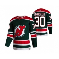 Men's New Jersey Devils #30 Martin Brodeur Green 2020-21 Reverse Retro Alternate Hockey Jersey