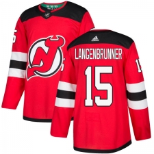 Youth Adidas New Jersey Devils #15 Jamie Langenbrunner Authentic Red Home NHL Jersey