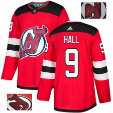 Men's Adidas New Jersey Devils #9 Taylor Hall Authentic Red Fashion Gold NHL Jersey