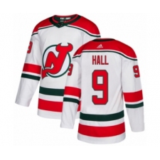 Men's Adidas New Jersey Devils #9 Taylor Hall Premier White Alternate NHL Jersey