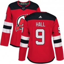Women's Adidas New Jersey Devils #9 Taylor Hall Authentic Red Home NHL Jersey