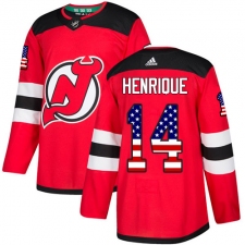 Men's Adidas New Jersey Devils #14 Adam Henrique Authentic Red USA Flag Fashion NHL Jersey