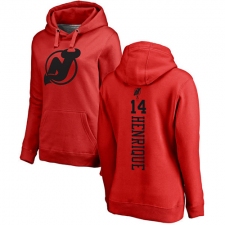 NHL Women's Adidas New Jersey Devils #14 Adam Henrique Red One Color Backer Pullover Hoodie