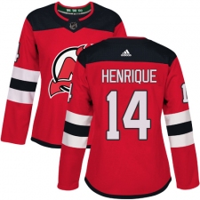 Women's Adidas New Jersey Devils #14 Adam Henrique Authentic Red Home NHL Jersey