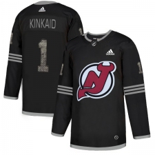 Men's Adidas New Jersey Devils #1 Keith Kinkaid Black Authentic Classic Stitched NHL Jersey