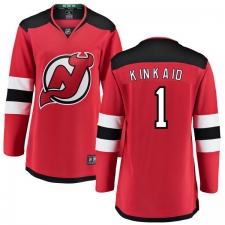 Women's New Jersey Devils #1 Keith Kinkaid Fanatics Branded Red Home Breakaway NHL Jersey