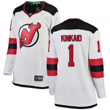 Women's New Jersey Devils #1 Keith Kinkaid Fanatics Branded White Away Breakaway NHL Jersey