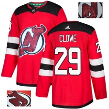 Men's Adidas New Jersey Devils #29 Ryane Clowe Authentic Red Fashion Gold NHL Jersey