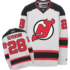 Men's Reebok New Jersey Devils #28 Damon Severson Authentic White Away NHL Jersey