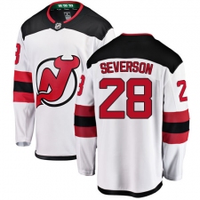 Youth New Jersey Devils #28 Damon Severson Fanatics Branded White Away Breakaway NHL Jersey