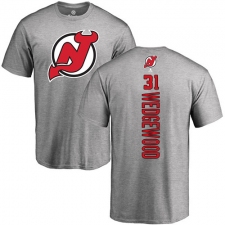 NHL Adidas New Jersey Devils #31 Scott Wedgewood Ash Backer T-Shirt