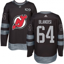 Men's Adidas New Jersey Devils #64 Joseph Blandisi Authentic Black 1917-2017 100th Anniversary NHL Jersey