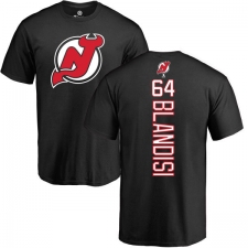 NHL Adidas New Jersey Devils #64 Joseph Blandisi Black Backer T-Shirt
