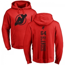 NHL Adidas New Jersey Devils #64 Joseph Blandisi Red One Color Backer Pullover Hoodie