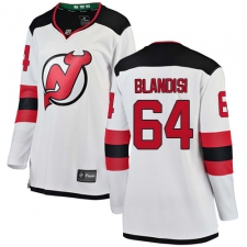 Women's New Jersey Devils #64 Joseph Blandisi Fanatics Branded White Away Breakaway NHL Jersey