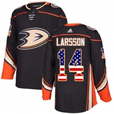 Men's Adidas Anaheim Ducks #14 Jacob Larsson Authentic Black USA Flag Fashion NHL Jersey