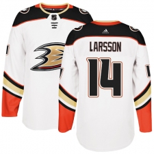 Men's Adidas Anaheim Ducks #14 Jacob Larsson Authentic White Away NHL Jersey