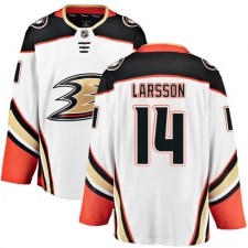 Men's Anaheim Ducks #14 Jacob Larsson Fanatics Branded White Away Breakaway NHL Jersey