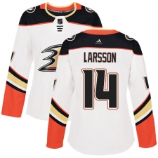 Women's Adidas Anaheim Ducks #14 Jacob Larsson Authentic White Away NHL Jersey
