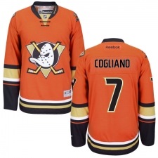 Men's Reebok Anaheim Ducks #7 Andrew Cogliano Premier Orange Third NHL Jersey