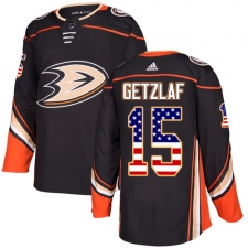 Men's Adidas Anaheim Ducks #15 Ryan Getzlaf Authentic Black USA Flag Fashion NHL Jersey
